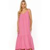 Dlouhé, volné šaty se zavazovacími ramínky M836 (Barva Světle růžová, Velikost ONE SIZE)