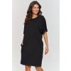 Bavlněné Šaty s krátkými širokými rukávy M864 (Barva Černá, Velikost S)
