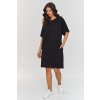 Bavlněné Šaty s krátkými širokými rukávy M864 (Barva Černá, Velikost S)