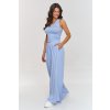 Viskózový komplet - Top a široké kalhoty  M871 (Barva Světle modrá, Velikost S)