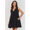 Trapézové šaty s výstřihem do V M876 (Barva Černá, Velikost ONE SIZE)