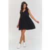 Trapézové šaty s výstřihem do V M876 (Barva Černá, Velikost ONE SIZE)