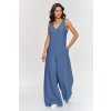 Elegantní overal s výstřihem do V M882 (Barva Modrá, Velikost S)