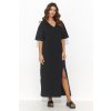 Bavlněné oversize maxi šaty s rozparkem NU466 (Barva Černá, Velikost S/M)