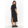 Ležérní pletené šaty pod kolena NU467 (Barva Černá, Velikost S)