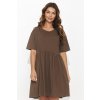 Volné krátké šaty z lehkého úpletu NU470 (Barva Čokoládová, Velikost S/M)