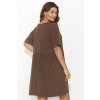 Volné krátké šaty z lehkého úpletu NU470 (Barva Čokoládová, Velikost S/M)