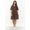 Volné krátké šaty z lehkého úpletu NU470 (Barva Čokoládová, Velikost S/M)