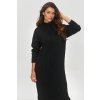 Pletené midi šaty s rolákem S154 MAKADAMIA (Barva Černá, Velikost ONE SIZE)