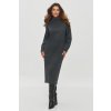 Pletené midi šaty s rolákem S154 MAKADAMIA (Barva Černá, Velikost ONE SIZE)