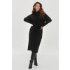 Pletené midi šaty s rolákem S154 MAKADAMIA (Barva Černá, Velikost ONE SIZE)