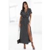 puntíkované zavinovací šaty Loni (Velikost XS/S, Barva Černá)