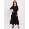Maxi obálkové šaty zdůrazňující pas SUK172 (Velikost 2XL, Barva Černá)