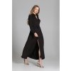 Maxi šaty na knoflíky s límečkem SUK204 (Velikost XS/S, Barva (varianta) Černá)