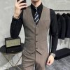 Třídílný oblek pro muže s vestou a pruhovaným vzorem (Barva (varianta) Hnědá, Velikost 3XL)