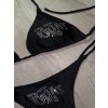 Dámské dvoudílné plavky Y2K stylu s kamínky a šněrováním (Barva Černá, Velikost S)