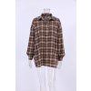Dámská kostkovaná volná košile s dlouhým rukávem (Barva (varianta) Hnědá, Velikost L)