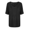 Lehký dámský modalový top s výstřihem do V a krátkým rukávem (Barva (varianta) Černá, Velikost 3XL)
