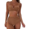 Dámské push-up bikiny s retro vysokým pasem a potiskem (Barva (varianta) ZLAN, Velikost 2XL)