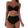 Dámské push-up bikiny s retro vysokým pasem a potiskem (Barva (varianta) ZLAN, Velikost 2XL)