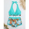 Dámské dvoudílné plavky – halter střih, vysoký pas (Barva (varianta) HLAN, Velikost M)