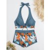Dámské dvoudílné plavky – halter střih, vysoký pas (Barva (varianta) HLAN, Velikost M)