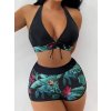 Dámské dvoudílné plavky – halter střih, vysoký pas (Barva (varianta) HLAN, Velikost M)