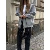 Dámská mikina na zip – oversize střih s dvojitou kapsou (Barva (varianta) Tmavě šedá, Velikost S)