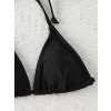 Dámské trojúhelníkové bikiny se šňůrkami a tanga střihem (Barva Černá, Velikost M)