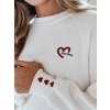 Dámská mikina oversize s výšivkou srdíčko MONLOVE  BY1507 (Velikost ONE SIZE, Barva Bílá)