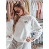 Dámská mikina oversize s výšivkou srdíčko MONLOVE  BY1507 (Velikost ONE SIZE, Barva Bílá)