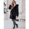 Dámský kabát kožešinový MISSFLUFF  TY4982 (Velikost S, Barva Černá)