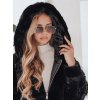 Dámský kabát kožešinový MISSFLUFF  TY4982 (Velikost S, Barva Černá)