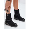 Dámské semišové kozačky ZY1032 (Velikost 38, Barva Černá)