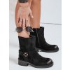 Dámské kotníkové boty semišové  ZY1097 (Velikost 38, Barva Černá)