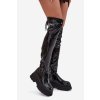 Lakované Kozačky Nad Kolena Na Masivní Platformě  Ravela (Velikost 38, Barva Černá)