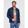 Pánská strukturovaná biker bunda se stojáčkem - V1 OM-JANP-0229 (Velikost S, Barva Tmavě modrá)
