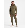 Men's BASIC tracksuit set kangaroo sweatshirt + joggers -  V2 Z85 (Velikost M, Barva Olivová)