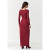 Přiléhavé maxi šaty s řasením v pase M898 (Barva Bordová, Velikost S)