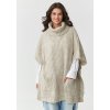 Dámský pončo svetr s rolákem a kapsami S160 (Barva Béžová, Velikost ONE SIZE)