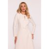 Rovné šaty s mašlemi S414 (Velikost S, Barva Béžová)