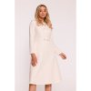 Rovné šaty s mašlemi S414 (Velikost S, Barva Béžová)