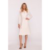 Rovné šaty s mašlemi S414 (Velikost S, Barva Béžová)
