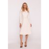 Rovné šaty s mašlemi S414 (Velikost S, Barva Béžová)