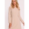 Šaty se zdobnými knoflíky v pase S419 (Velikost S, Barva Béžová)