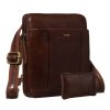 Dvoukomorová, hnědá pánská taška přes rameno z pravé kůže (Barva Hnědá)