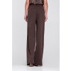 Široké kalhoty s plisé SD127 (Barva Hnědá, Velikost S)