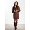 Elegantní minišaty s výstřihem do V A734 (Velikost L, Barva Čokoládová)