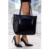 Módní, velká dámská taška z ekologické kůže (Barva Černá)