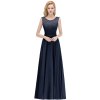 Dlouhé šifonové šaty s krajkovým topem pro ples či svatební hosty (Barva Tmavě modrá, Velikost 3XL)